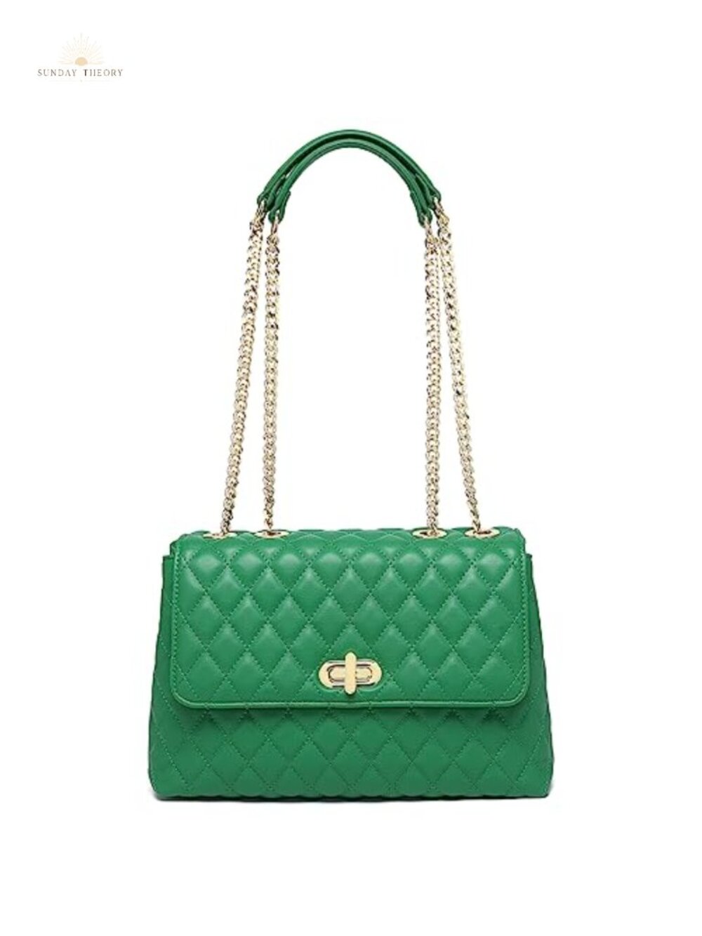 Quilted Crossbody Bag Faux Leather Shoulder Handbag Flap Gold Hardware Chain